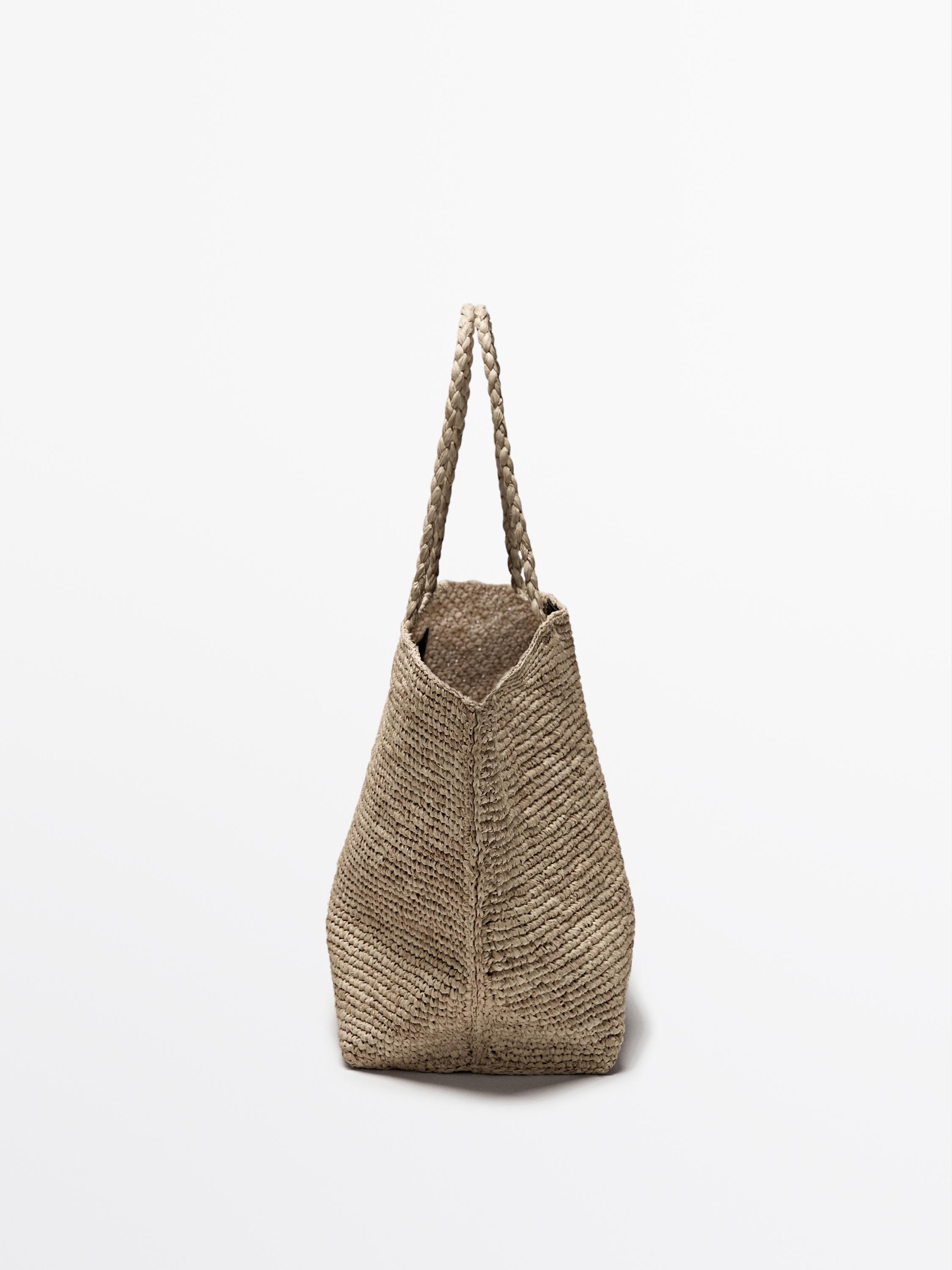 Natural raffia shopper bag